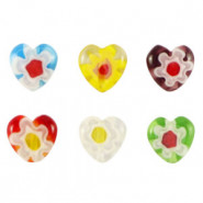 Millefiori-Perlen Herz Blume 6x6mm - Multicolour